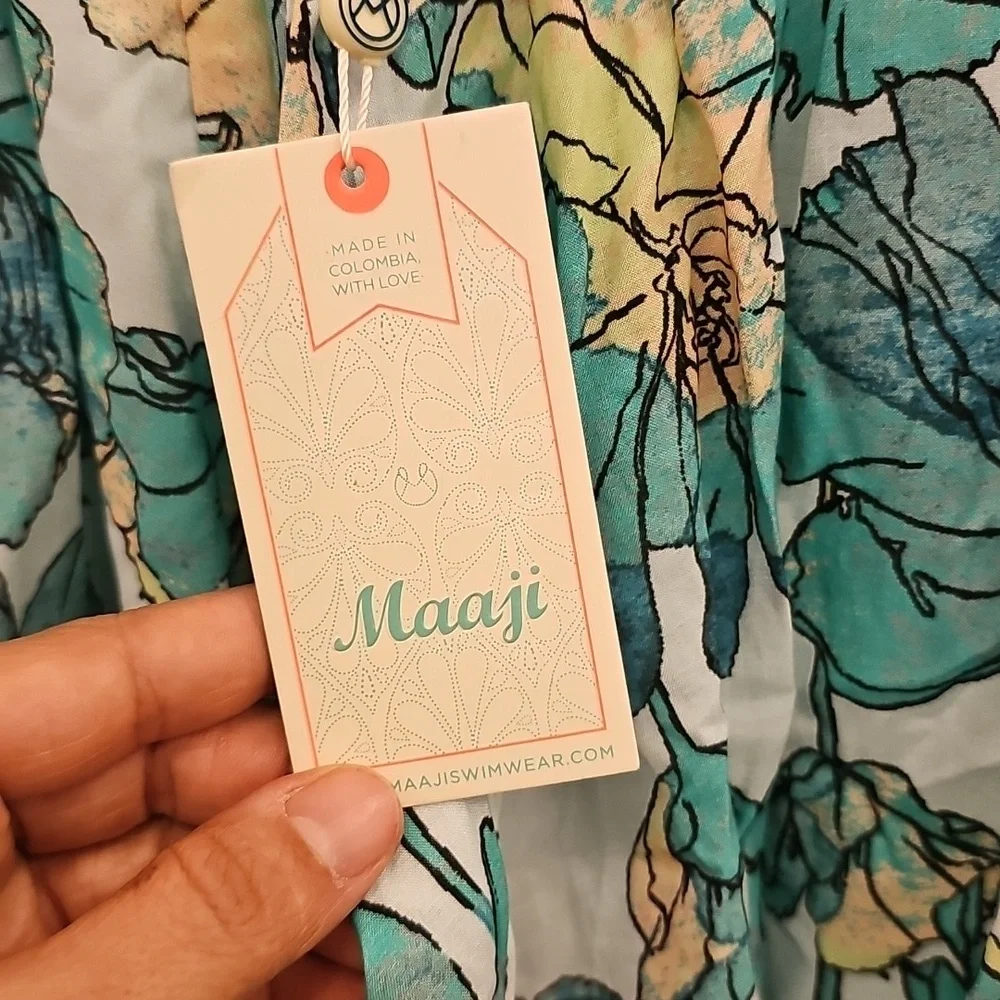 Maaji, Blue, Green, Floral, Dress, Summer, Swim, Cover Up, Lightweight, Travel